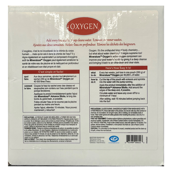 Mineraluxe Oxygen for Pools: 20 Pack (20 x 350g Bags) (P/N: DML00622)