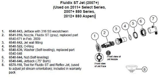 Hot Tub Parts - Sundance Spas Fluidix ST Jet Face (P/N: 6540-643) SHIPS IN 6 TO 8 WEEKS