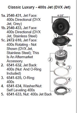 Hot Tub Parts - Sundance Spas Jacuzzi DVX Jetface (P/N: 2540-433)
