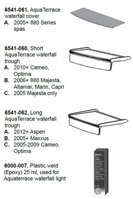 Hot Tub Parts - Sundance Spas Short AquaTerrace Waterfall Trough (P/N: 6541-060)