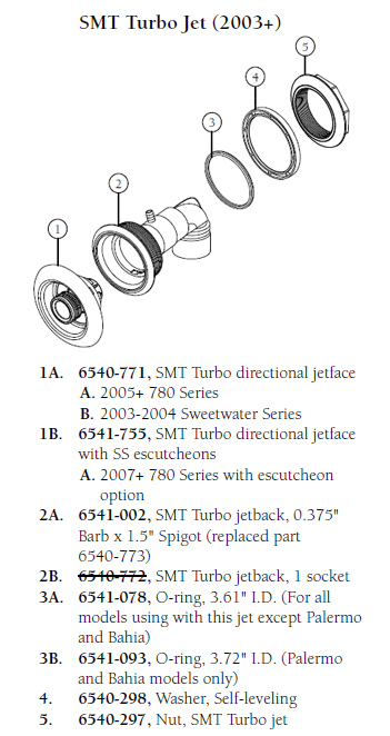 Hot Tub Parts - Sundance Spas SMT Turbo Jet (P/N: 6540-771)
