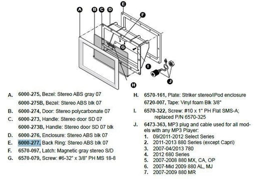 Hot Tub Parts - Sundance Spas Stereo Door (P/N: 6000-274) SHIPS IN 6 TO 8 WEEKS