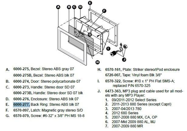Hot Tub Parts - Sundance Spas Stereo Door (P/N: 6000-274) SHIPS IN 6 TO 8 WEEKS