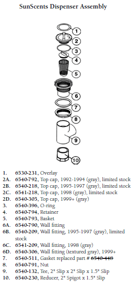 Hot Tub Parts - Sundance Spas Sunscent Wall Fitting Gray (P/N: 6540-306) SHIPS IN 6 TO 8 WEEKS