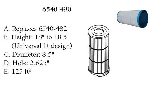 Hot Tub Parts - Sundance Spas Universal Fit 125 Square Foot Filter (P/N: 6540-490)