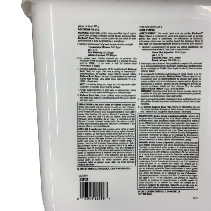 Pool Chemicals - Basic 3" Tablets - BioGuard Basic Tab (12 Kg)