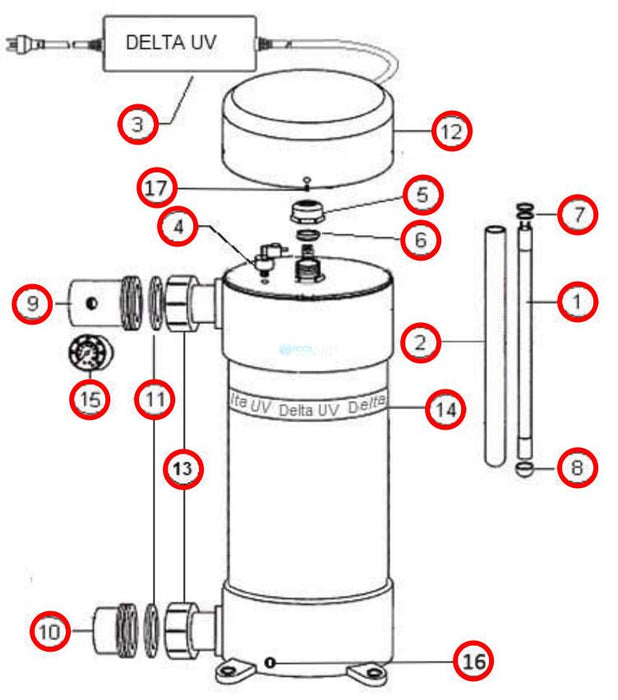 Pool Parts - Delta UV Sanitizer Union Tailpiece Clear (P/N: 86-02402)