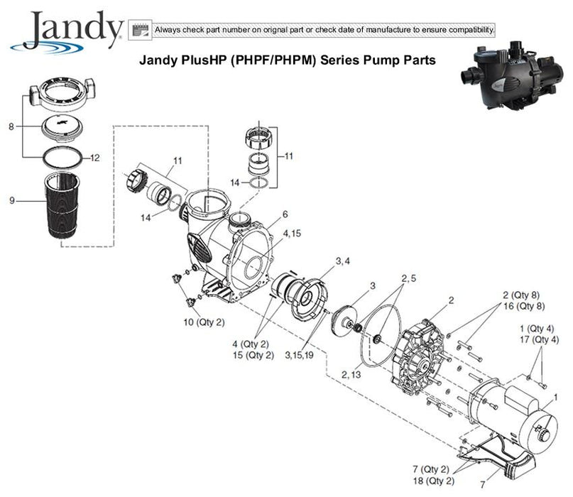 Pool Parts - Zodiac/Jandy 2 Inch By 2.5 Inch Tail Piece Replacement Kit (P/N: R0449000)